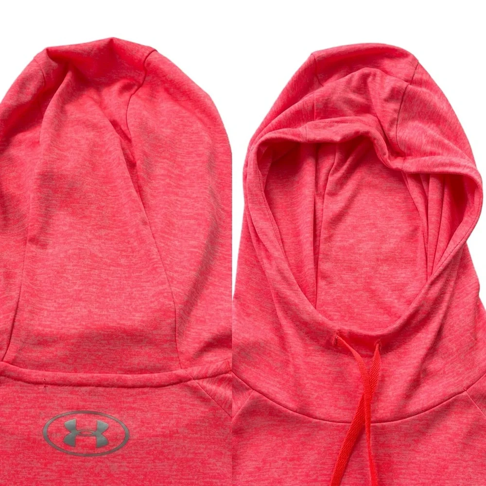 Under Armour Heatgear Womens S Neon Coral Loose Fit Tech Twist Drawstring Hoodie